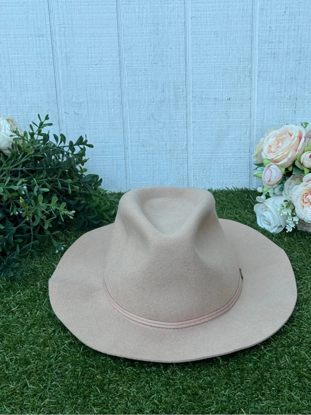 BRIXTON CLASSICS WESLEY FEDORA Wide-Brim blush Pink Felt women’s Fedora Hat NWOT